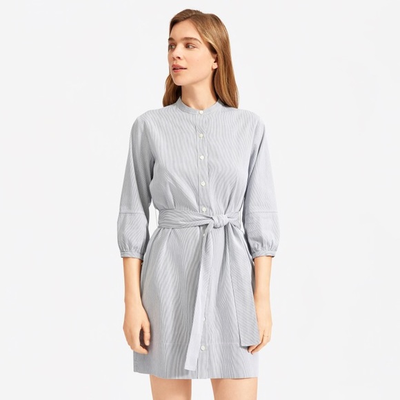 collarless shirt dress